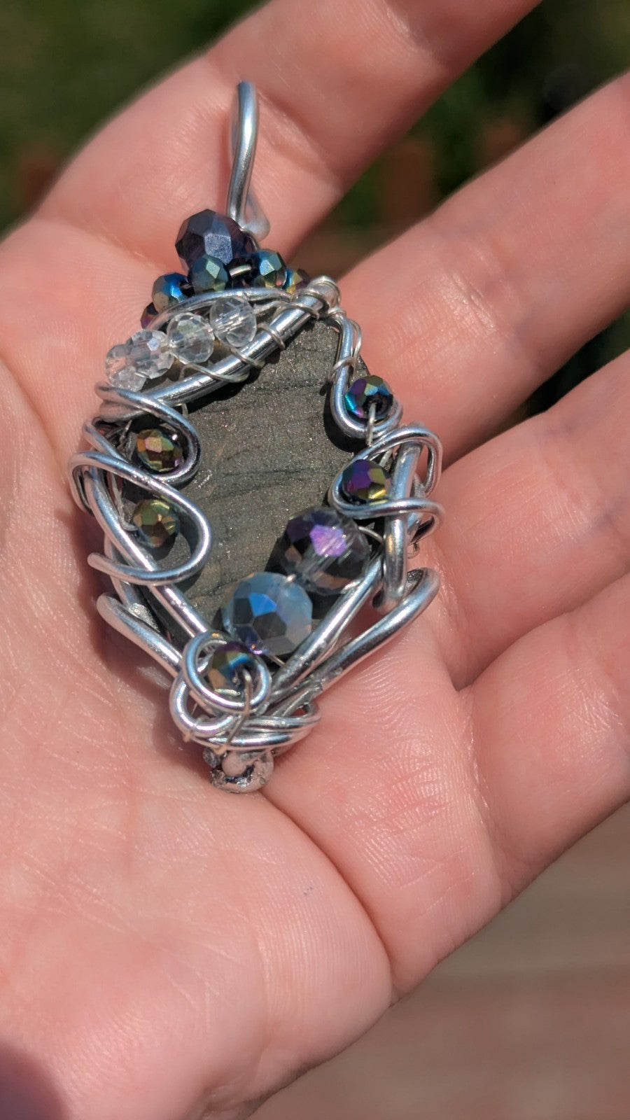 Labradorite Handmade Necklace With Glass Beads