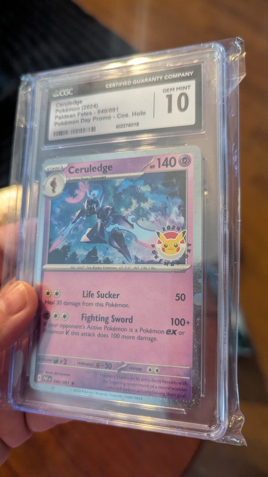 PSA 10 Ceruledge, Paldean Fates, Pokemon Day Promo Card #040/091
