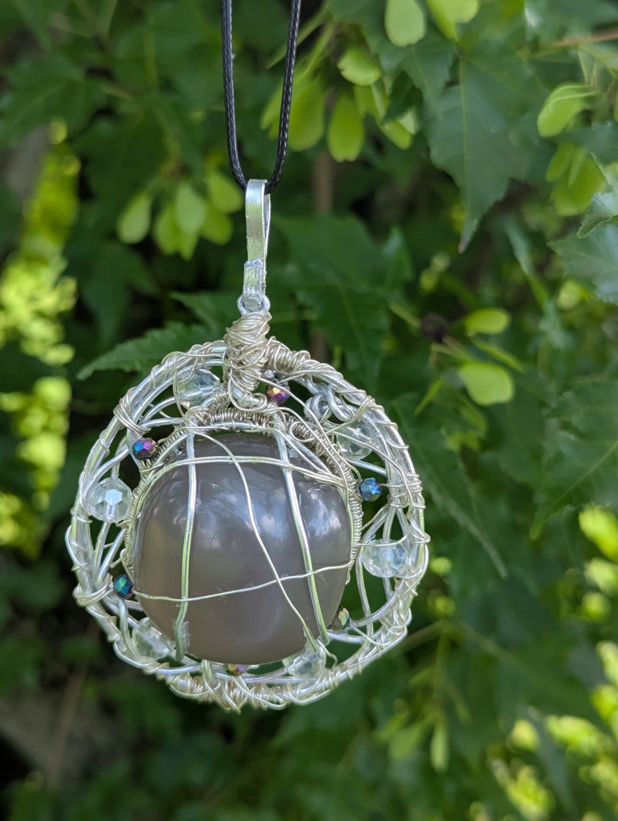 Orca Agate/ Ocean Agate Wirewrapped Necklace For Calm and Protection