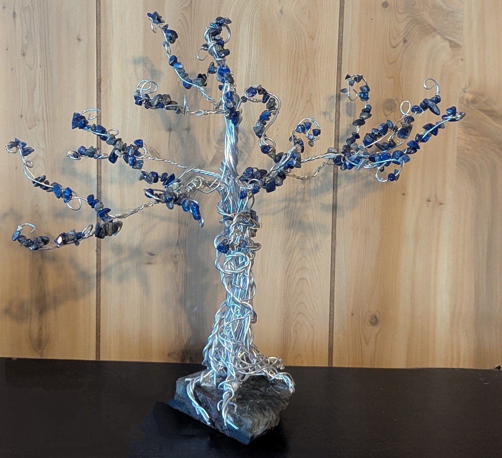 Lapis & Labradorite Gemstone Tree: Wire Art for Protection & Intuition, Reiki