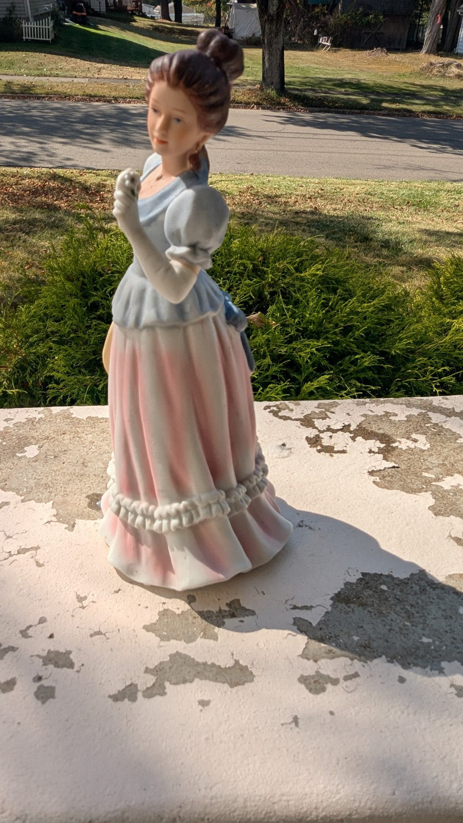 Victorian Lady Statuette, With Hat and Flower, Vintage 