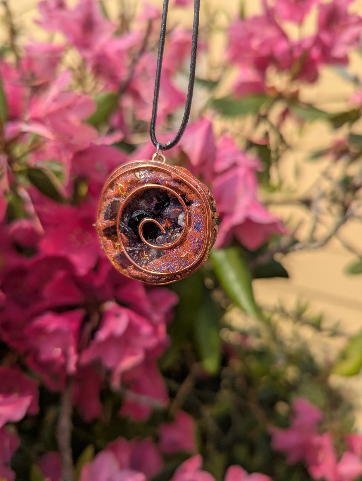 Amethyst Cave Orgonite Necklace For Protection and Peace | Crystal Arborist