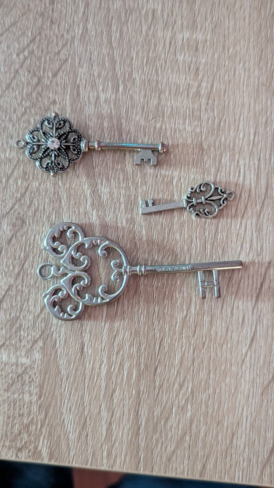 Vintage Pendants, Lot Of 3, Keys, One Disney