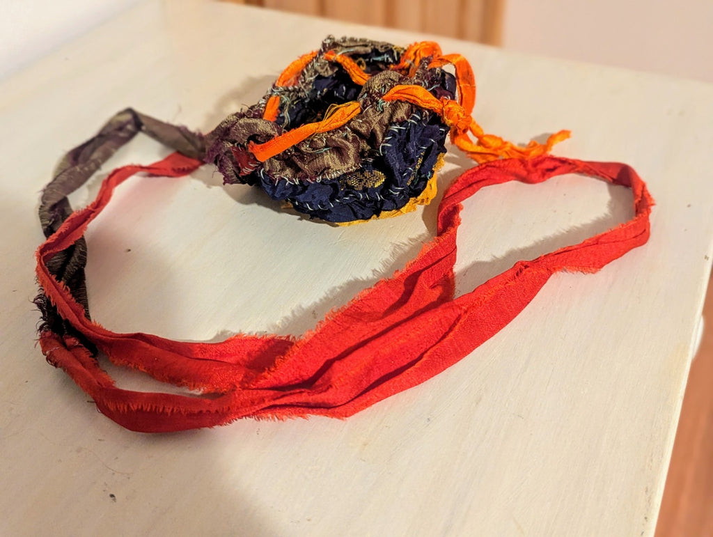 Protection and Grounding Gemstone Bundle with Handmade Drawstring Sari Silk Bag