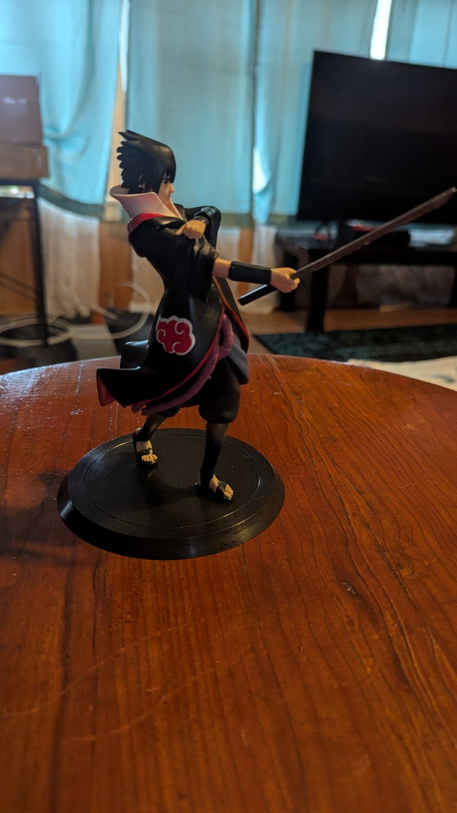 Sasuke Uchiha,  Anime Figure  In Akatsuki Cloak, Naruto Shippuden, Collectible | Crystal Arborist