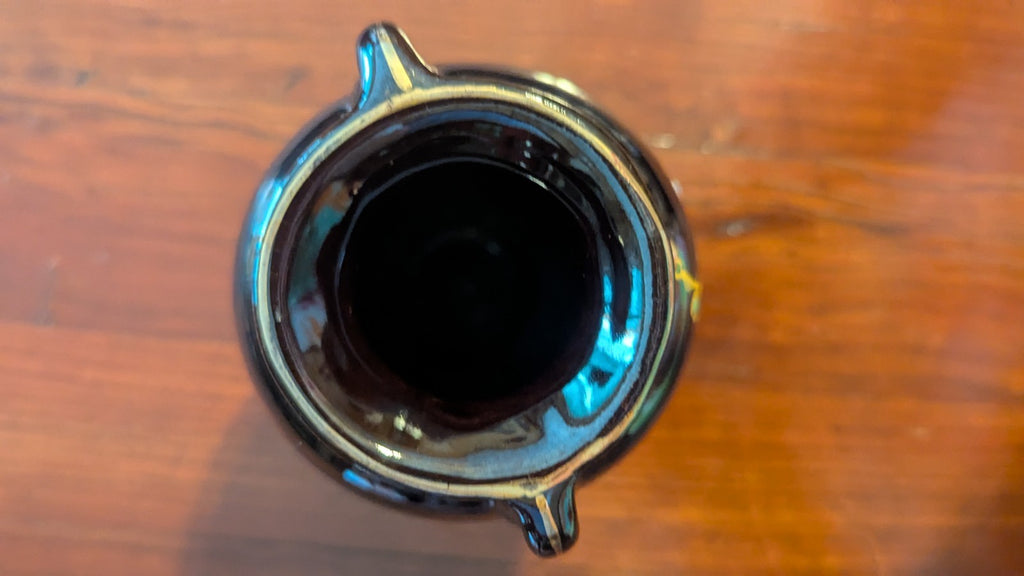 Black Floral Vase, Made In Japan