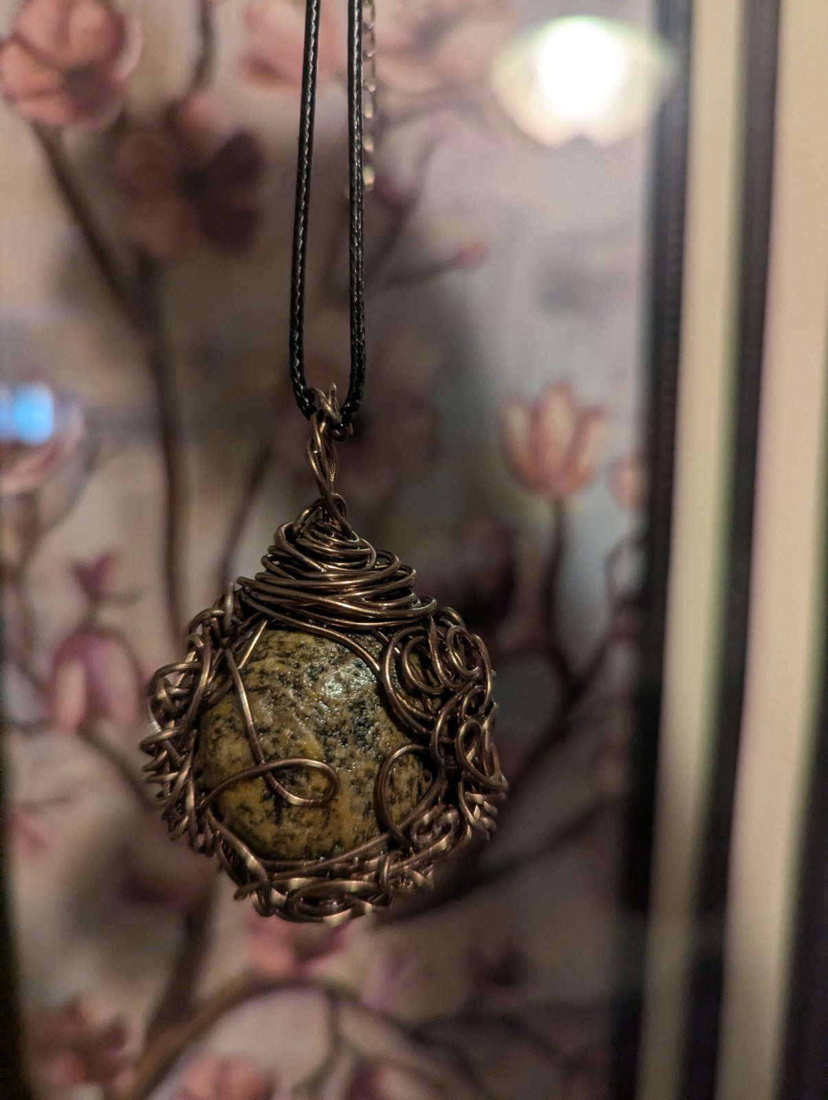 Unique Wirewrapped Stone Necklace, Grounding, Connection to Nature