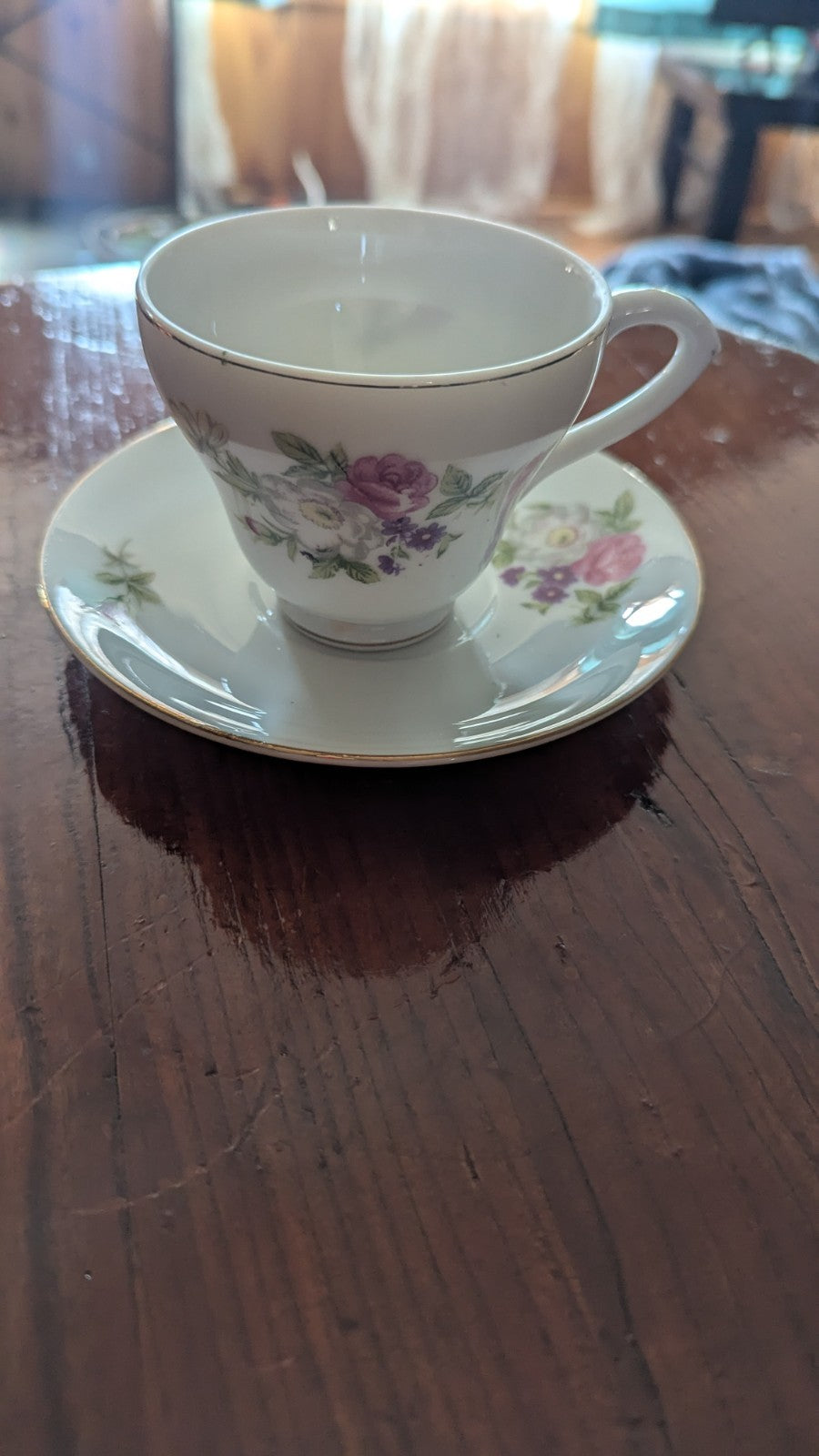 Vintage Tea Cup And Plate, Japan, Floral Design
