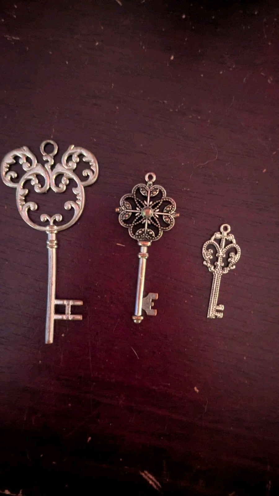 Vintage Pendants, Lot Of 3, Keys, One Disney