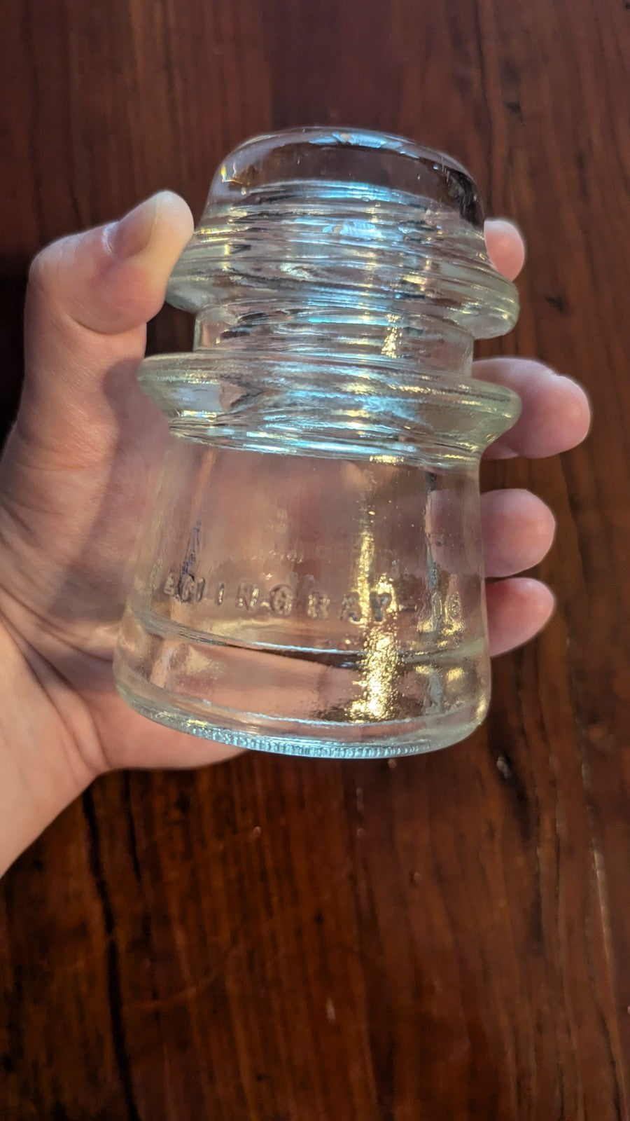 Clear Hemingray 16 Glass Insulator Cap