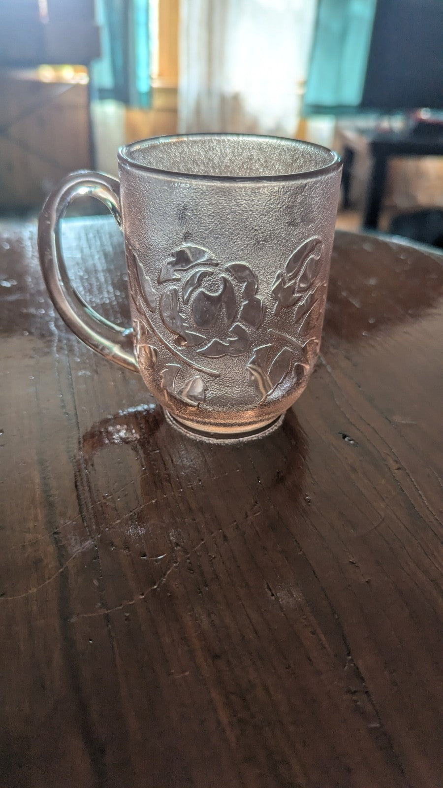 Vintage Pink Depression Glass Rose Rosaline Mugs Arcoroc France 8oz 