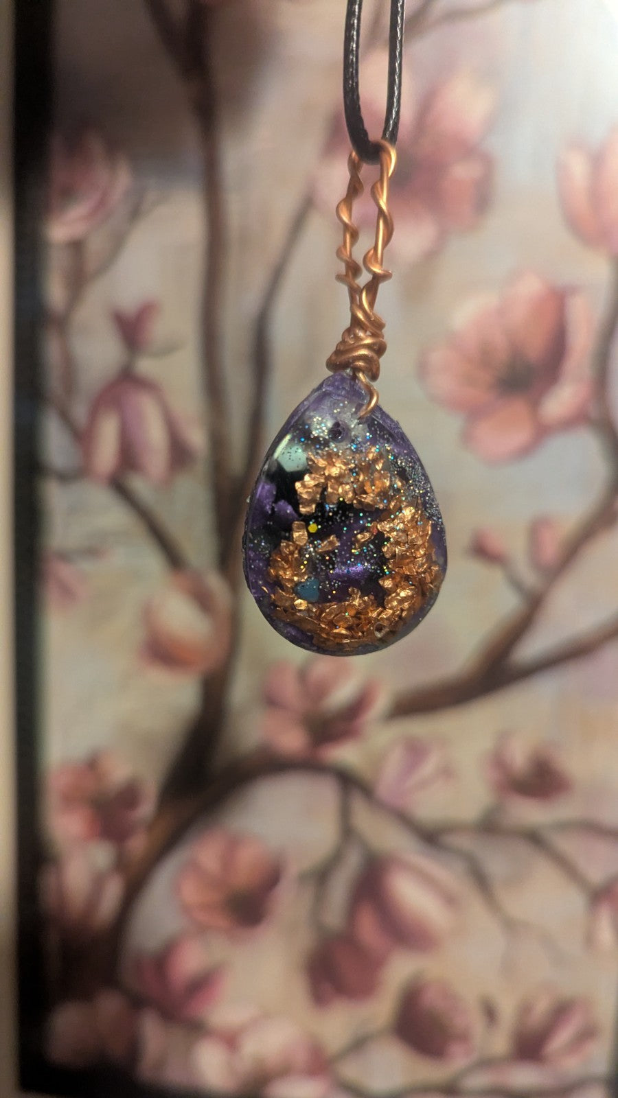 Lapis and Goldstone, Angel, Handmade Orgonite Necklace