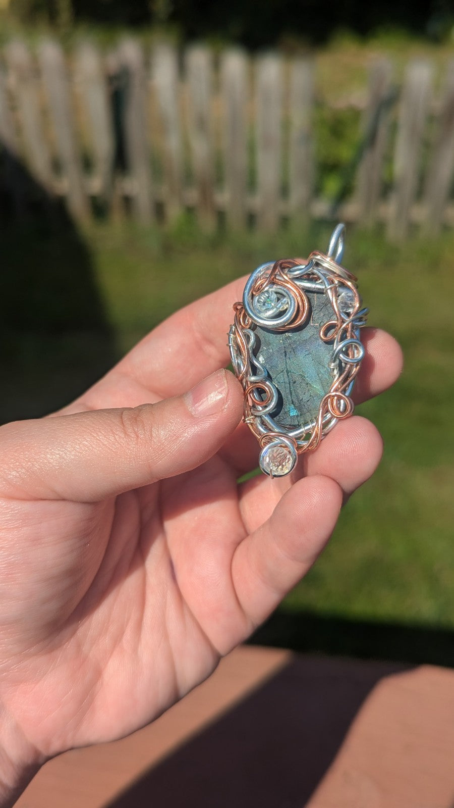 Lovely Labradorite Druzy Necklace, Handmade Wirewrapped Pendant