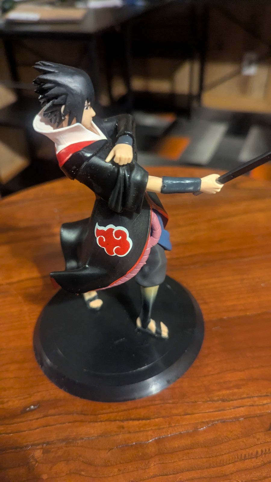 Sasuke Uchiha,  Anime Figure  In Akatsuki Cloak, Naruto Shippuden, Collectible | Crystal Arborist