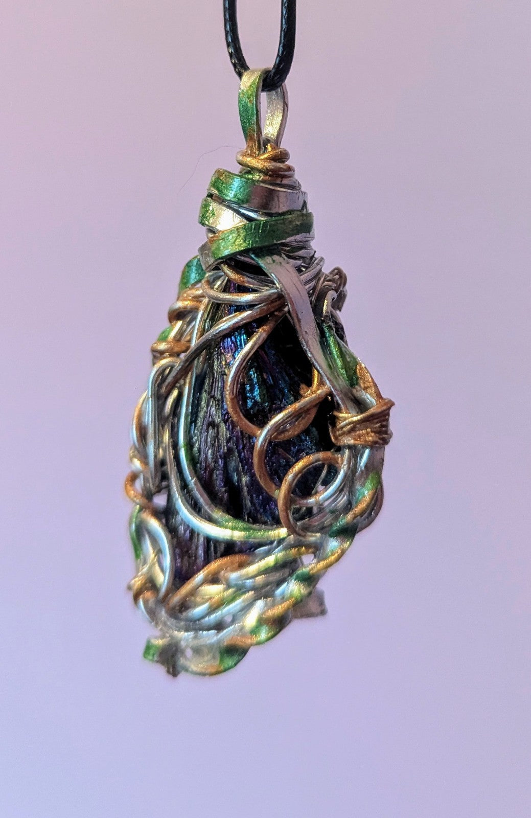 Rainbow Kyanite Painted Wire Necklace For Protection and Balance | Crystal Arborist