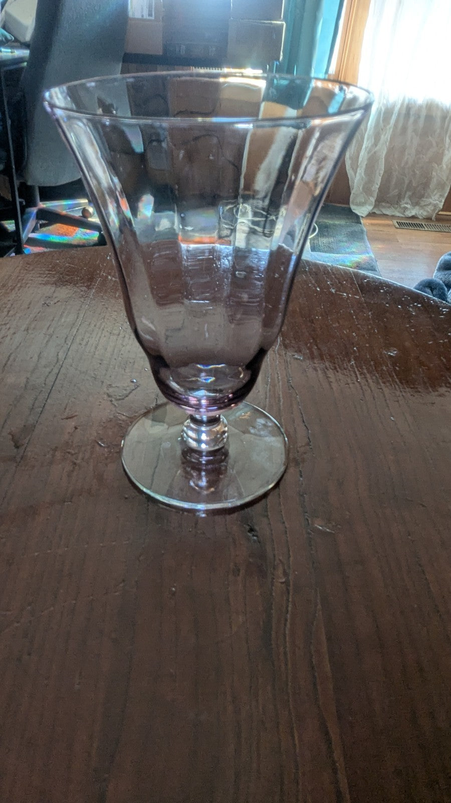 Vintage Purple Glass Ice Cream Glass, Drinking Glass