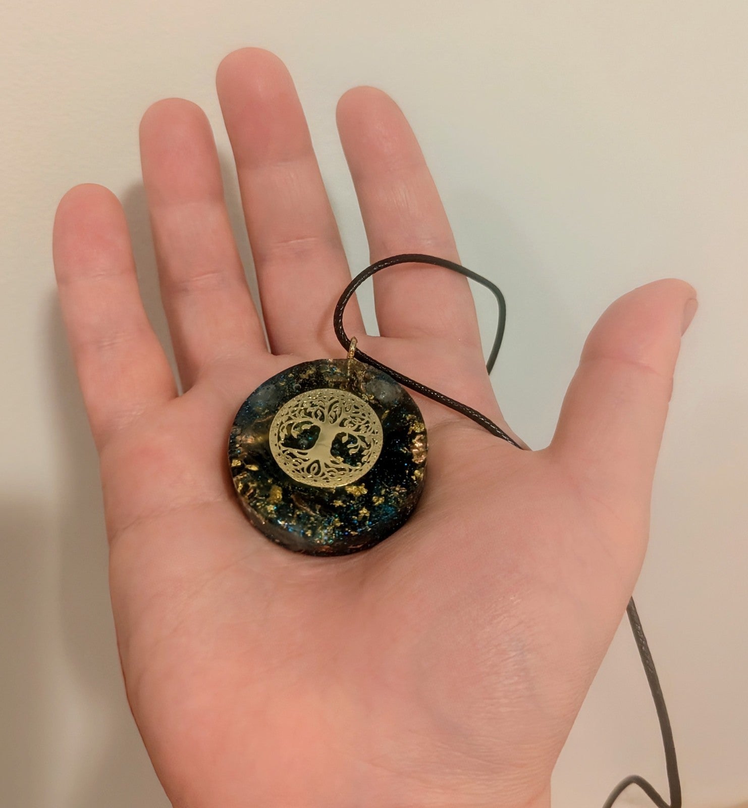 Amethyst Orgonite Pendant: Teal Necklace for Protection and Calm | Crystal Arborist