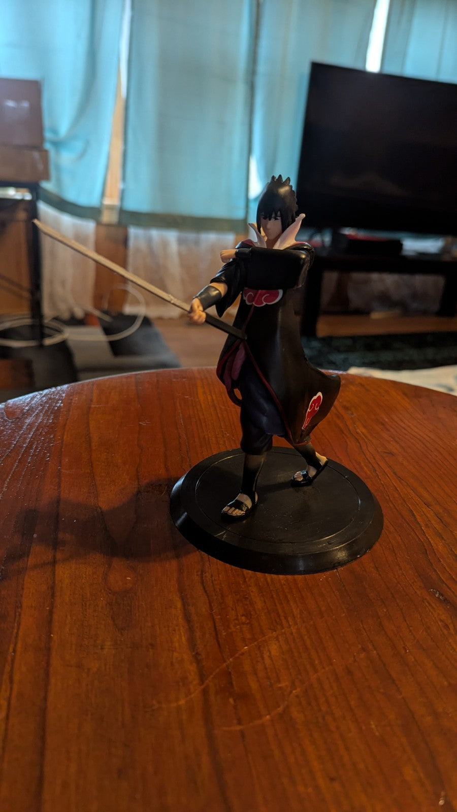 Sasuke Uchiha,  Anime Figure  In Akatsuki Cloak, Naruto Shippuden, Collectible | Crystal Arborist