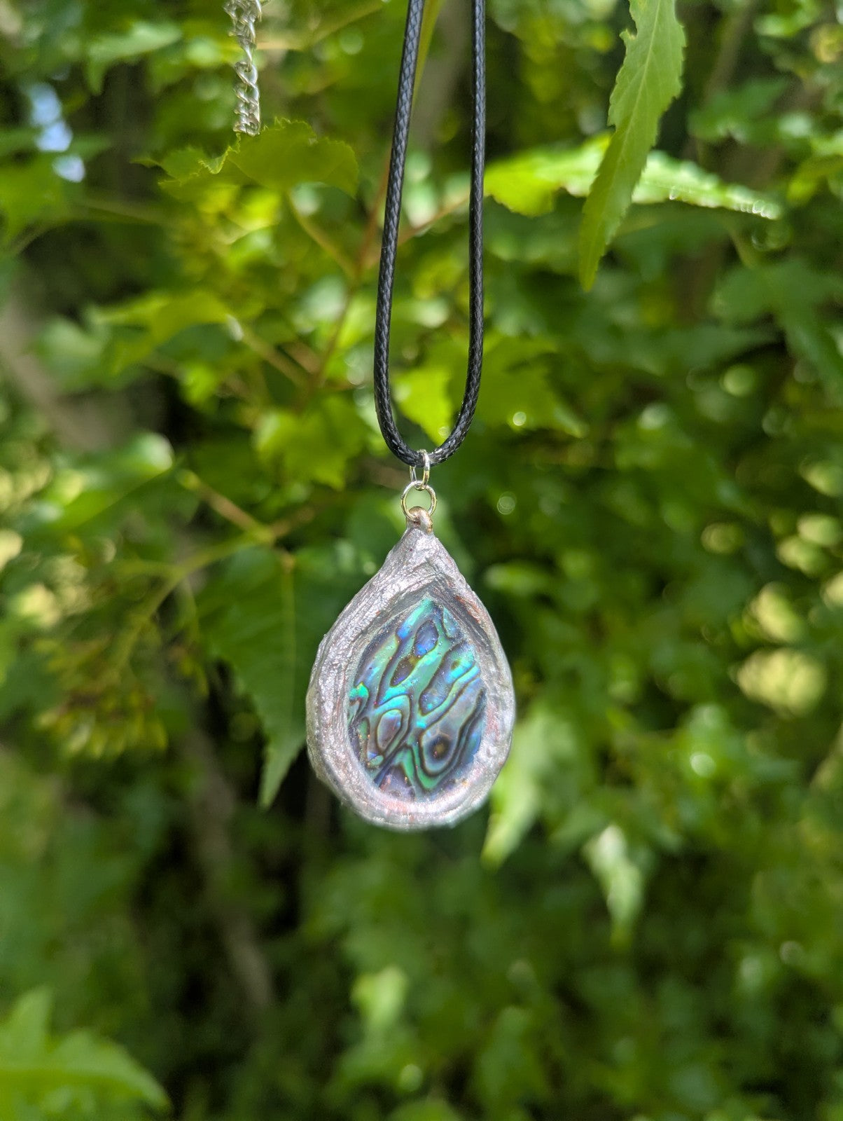 Rare Abalone Shell Pendant, With  Hand Painted Terracotta Clay Frame | Crystal Arborist