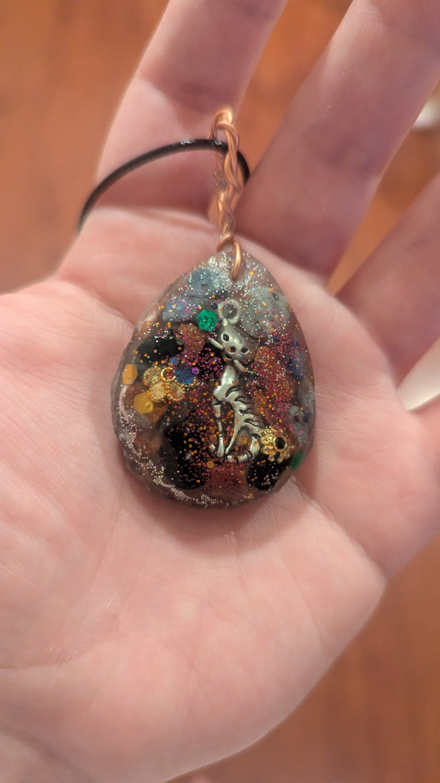 Lapis and Goldstone, Cat, Handmade Orgonite Necklace