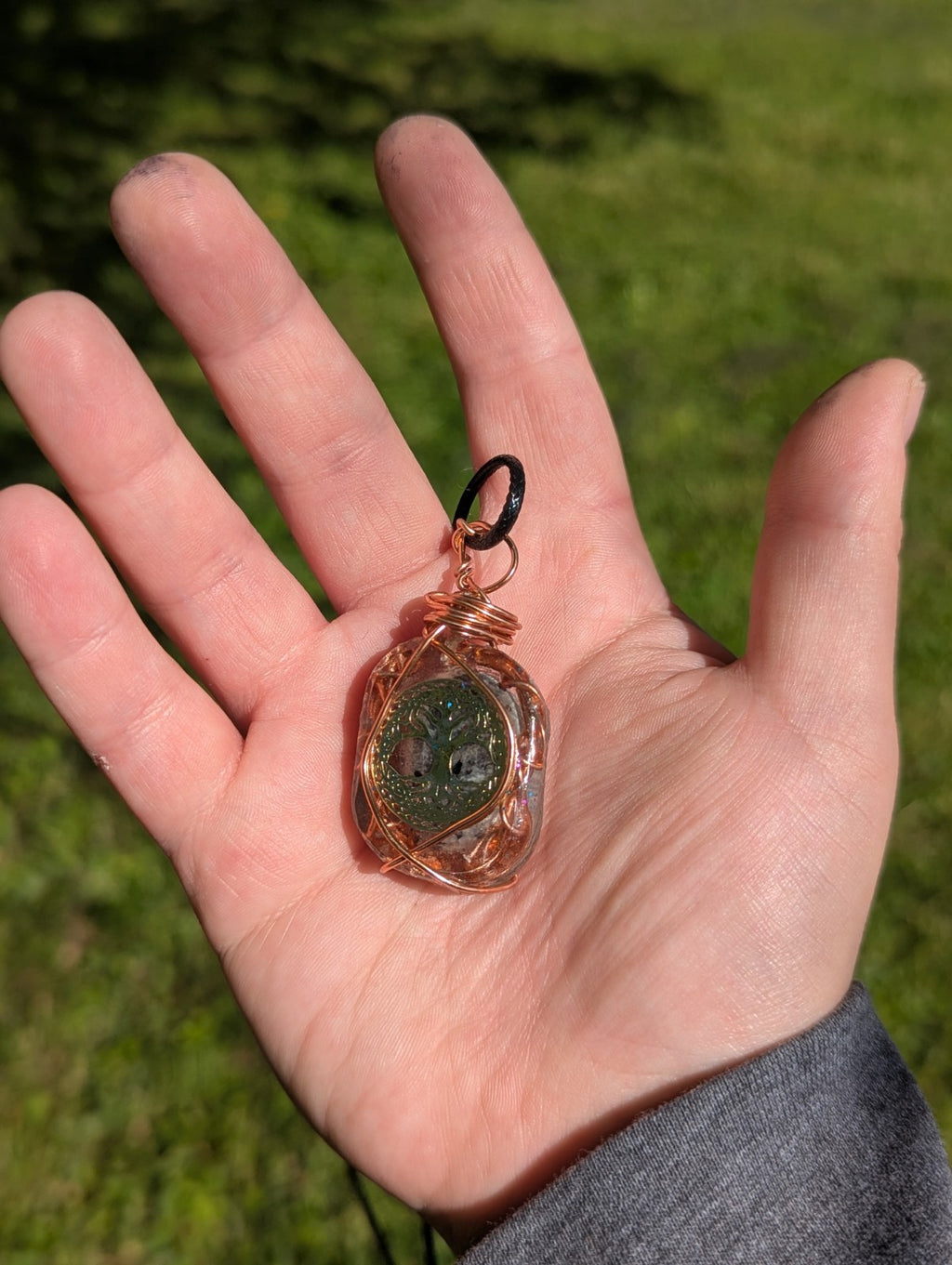 Sodalite Wire and Resin Pendant for Inner Peace and Intuition