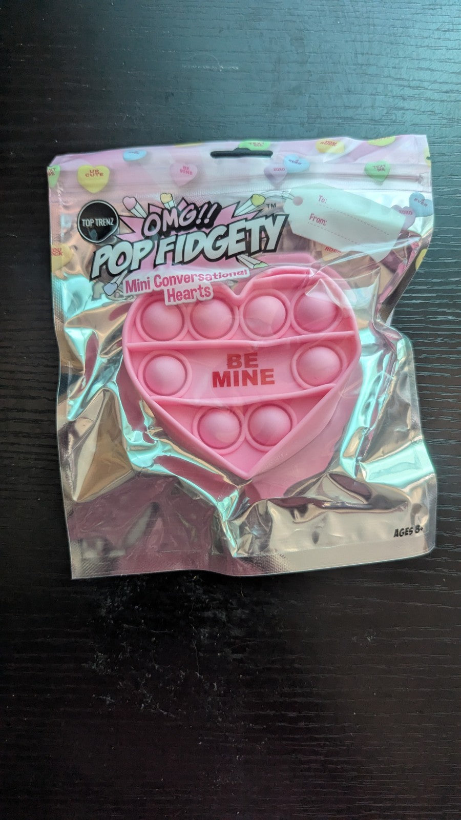 OMG Pop Fidgety, Conversational Heart Popper, Fidget Toy