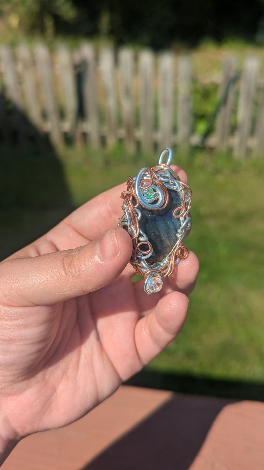 Lovely Labradorite Druzy Necklace, Handmade Wirewrapped Pendant
