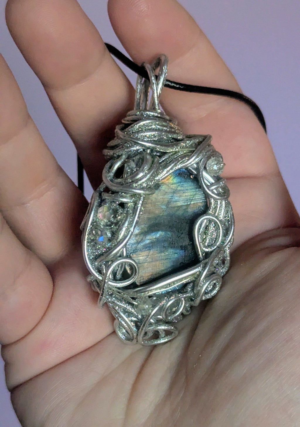 Silver Tone Labradorite Necklace