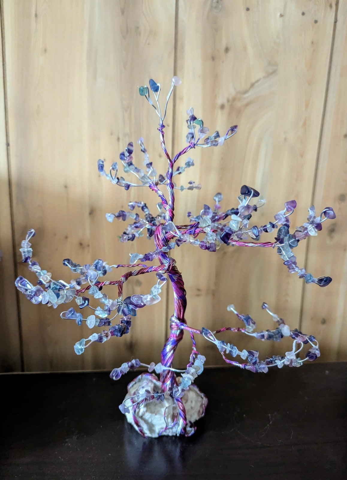 Tourmaline & Flourite Bonsai Tree For Joy and Overcoming Challenges, Reiki, Art