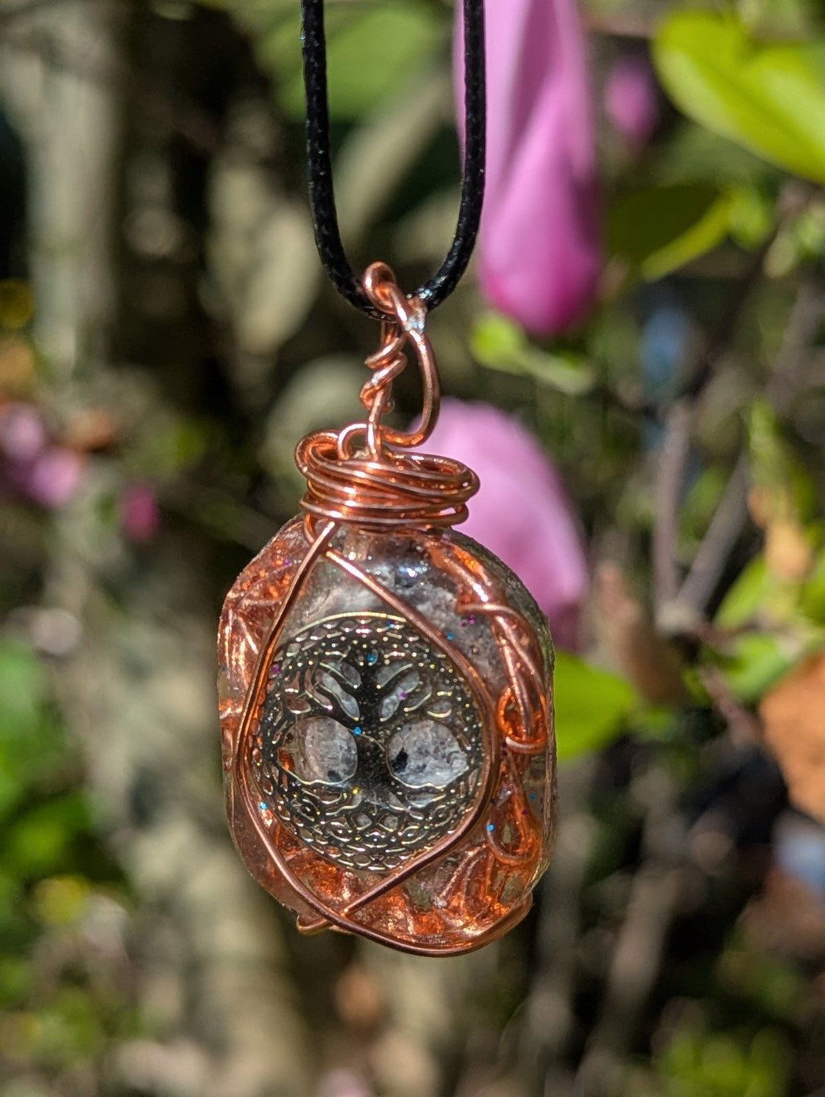 Sodalite Wire and Resin Pendant for Inner Peace and Intuition