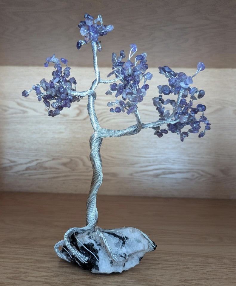 Enchanting Moonstone& Amethyst WireWrapped Tree:  for Healing and Peace