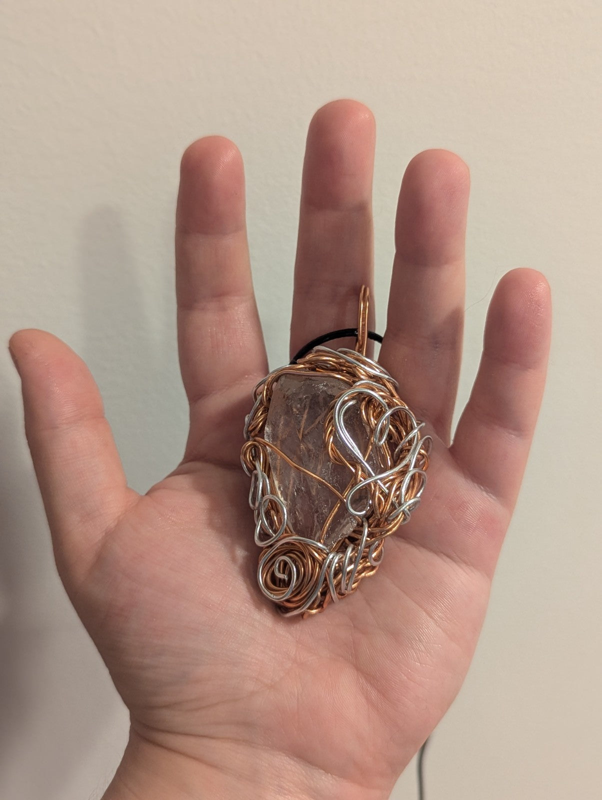 Clear Quartz Wire Pendant with Quartz Pointed Upwards