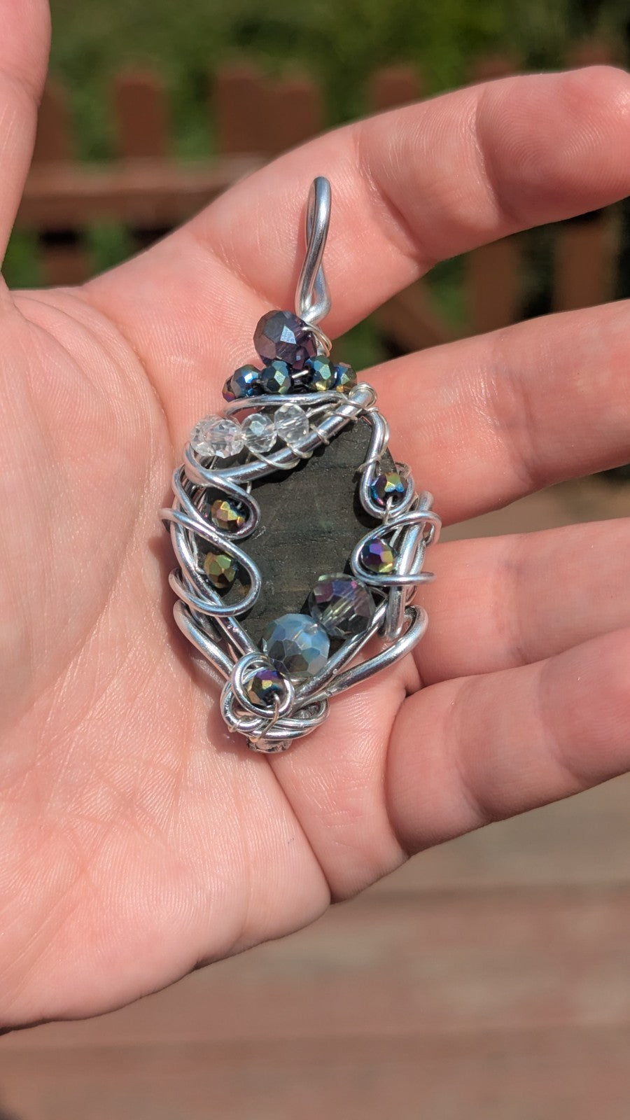 Labradorite Handmade Necklace With Glass Beads