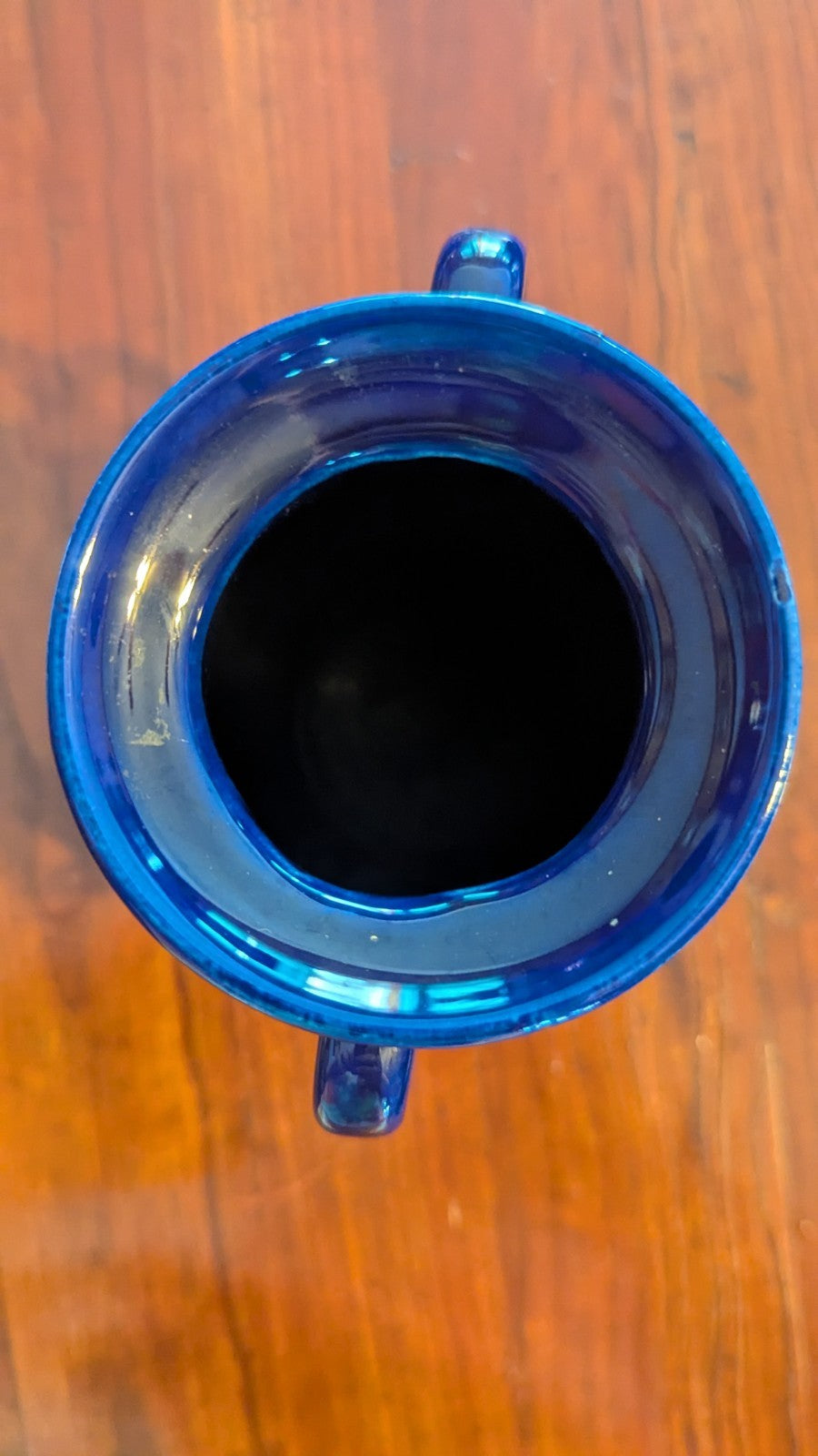 Vintage Kutani Japan Double Handled Hand Painted Cobalt Blue Ceramic Vase 6.5"