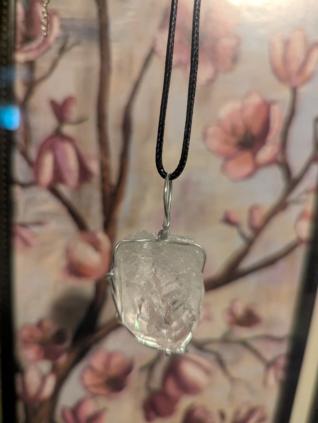 Minimalist Clear Quartz Necklace, Point Facing Downward, Reiki, Handmade