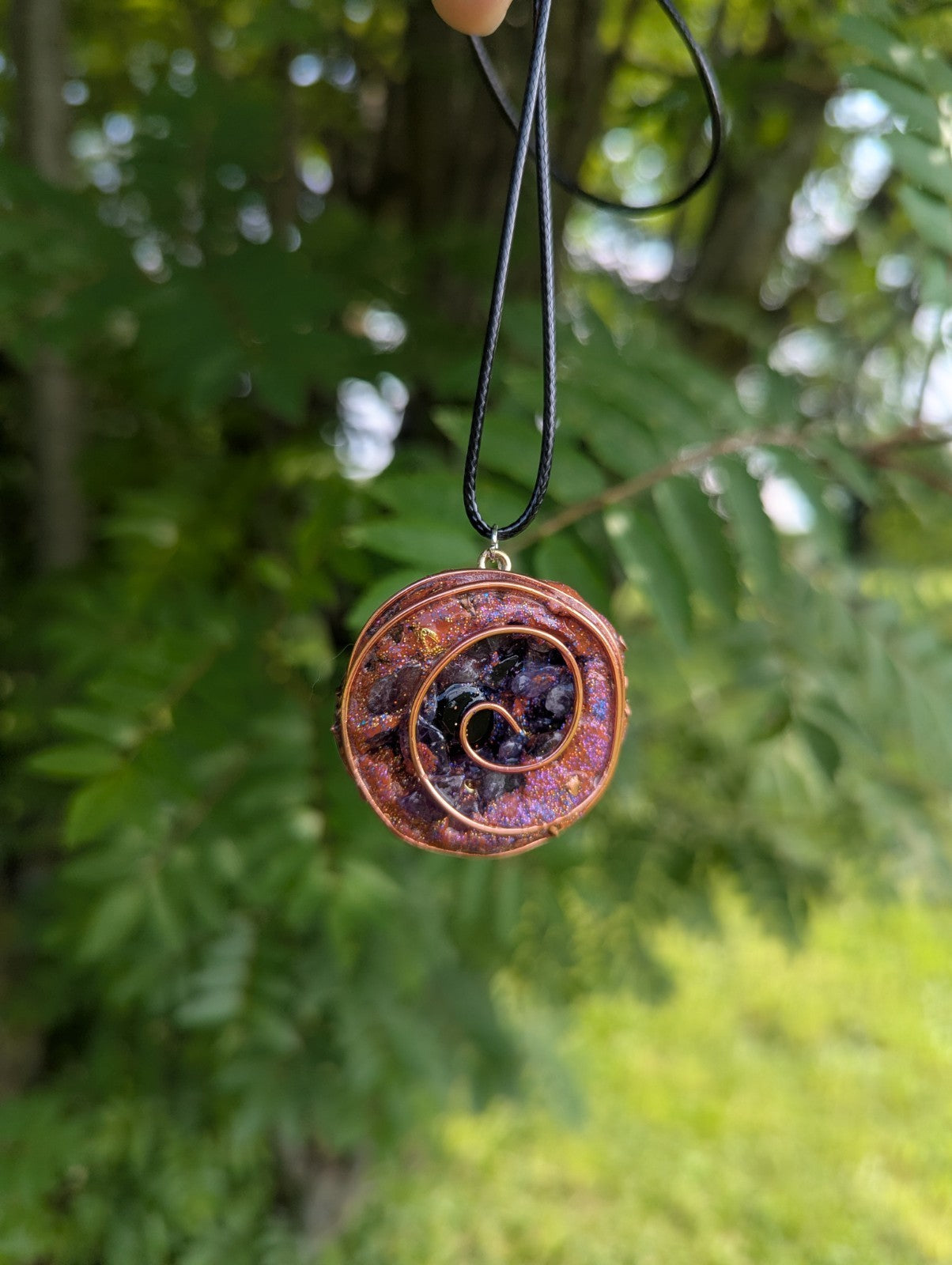 Amethyst Cave Orgonite Necklace For Protection and Peace | Crystal Arborist
