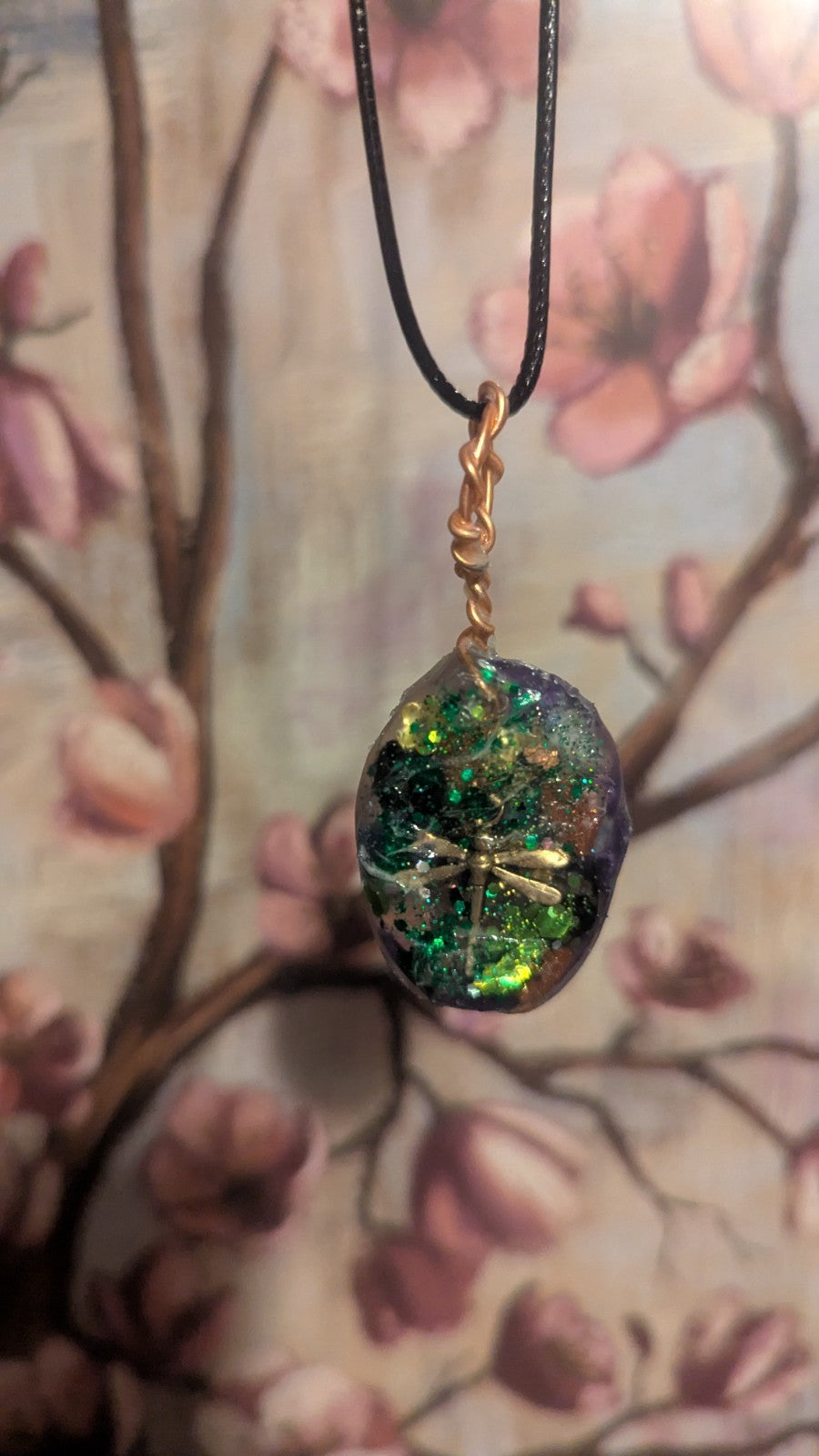 Lapis and Goldstone, Dragonfly, Rough Cast, Handmade Orgonite Necklace