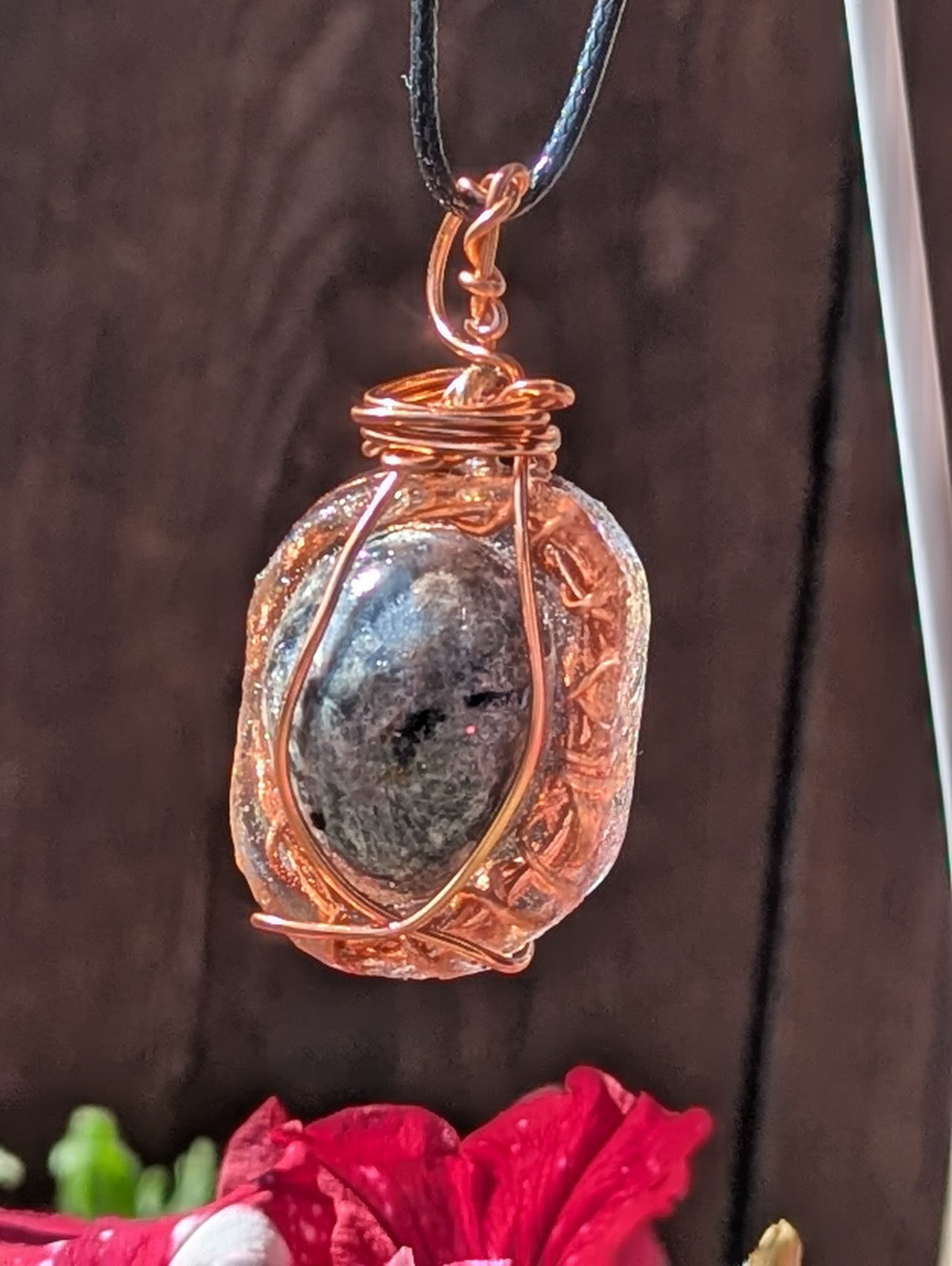 Sodalite Wire and Resin Pendant for Inner Peace and Intuition