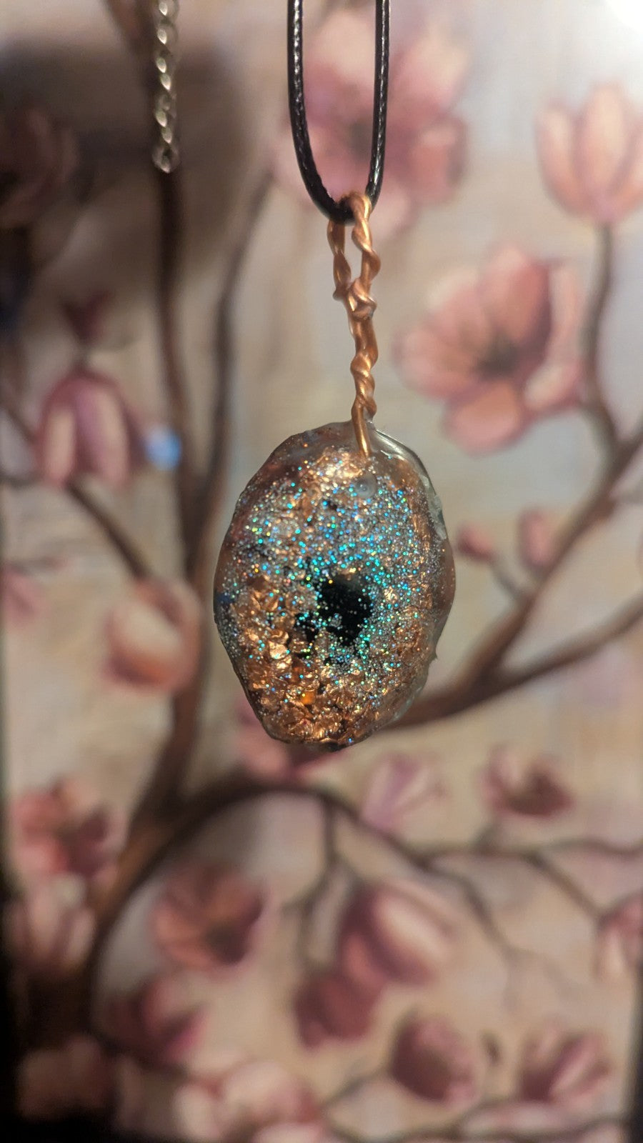 Lapis and Goldstone, Ocean, Handmade Orgonite Necklace