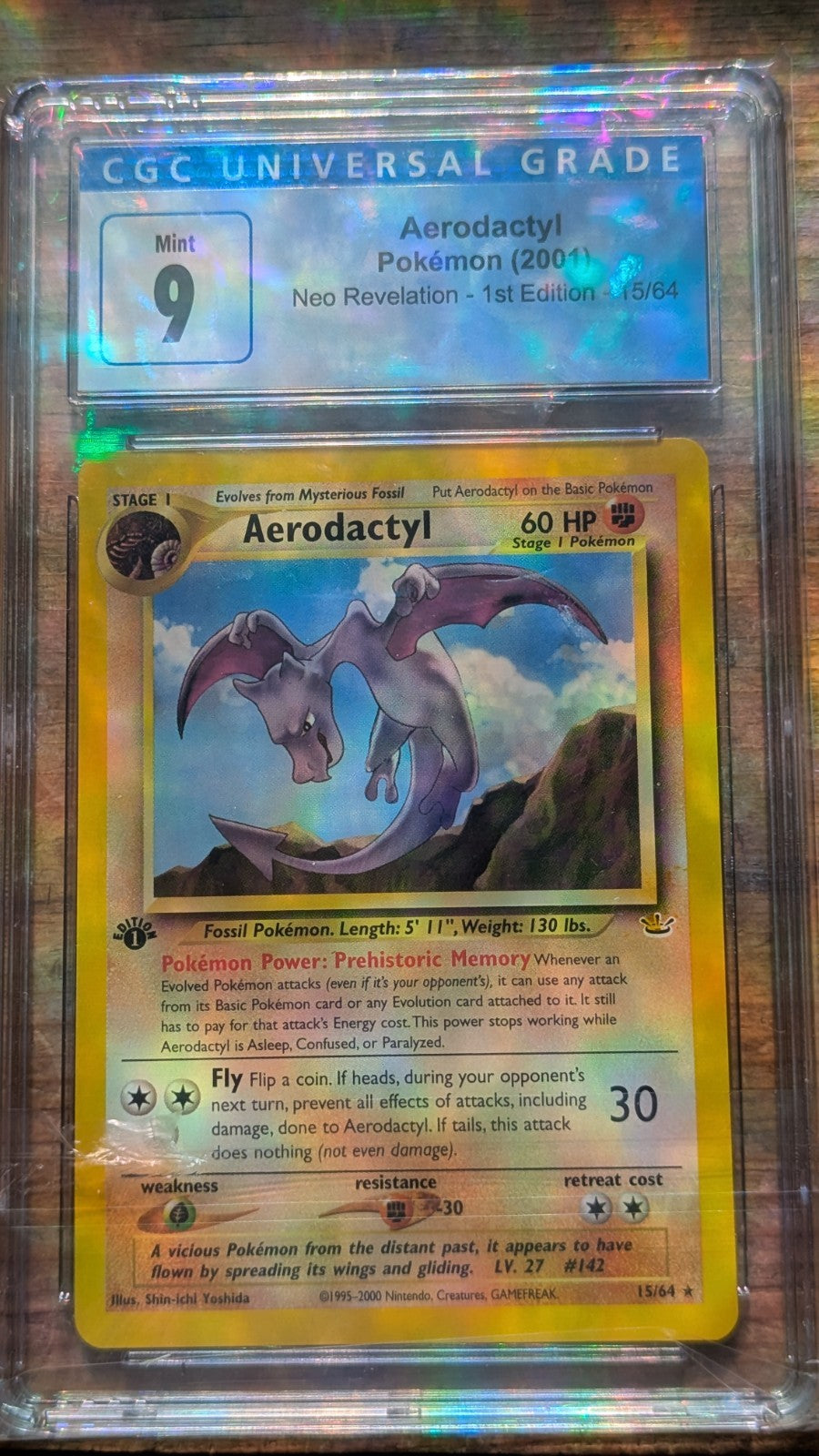 CGC 9 MINT Aerodactyl Neo Revelation 1st Edition 15/64 Pokemon Card