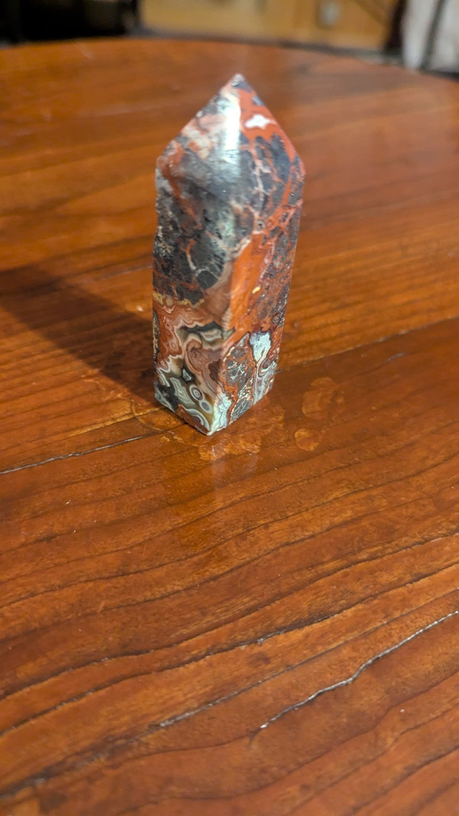76G Natural Mexican agate Obelisk  Crystal tower Point reiki decor
