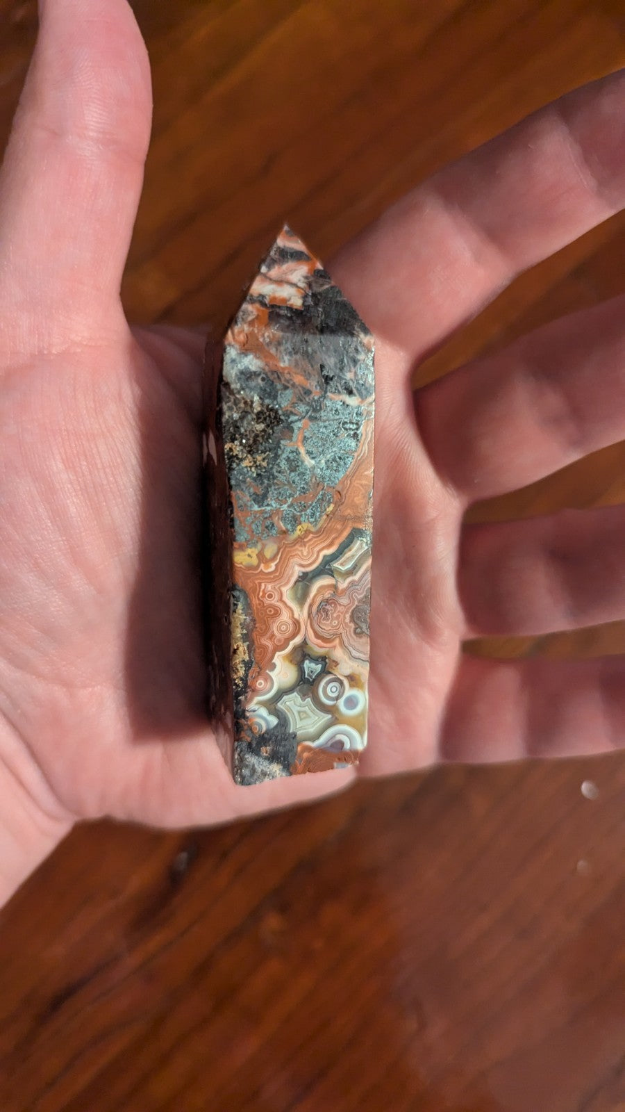 76G Natural Mexican agate Obelisk  Crystal tower Point reiki decor