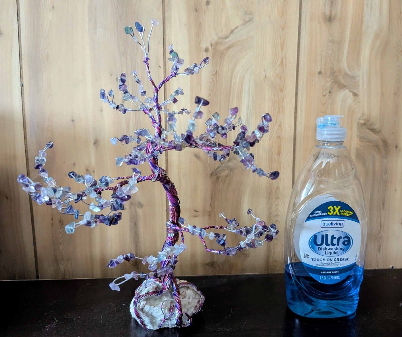 Tourmaline & Flourite Bonsai Tree For Joy and Overcoming Challenges, Reiki, Art
