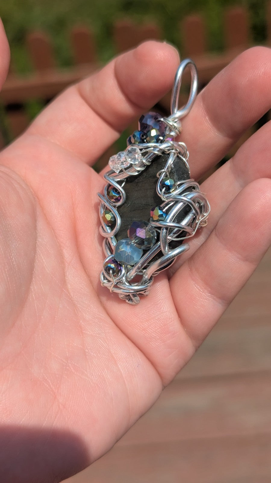 Labradorite Handmade Necklace With Glass Beads | Crystal Arborist