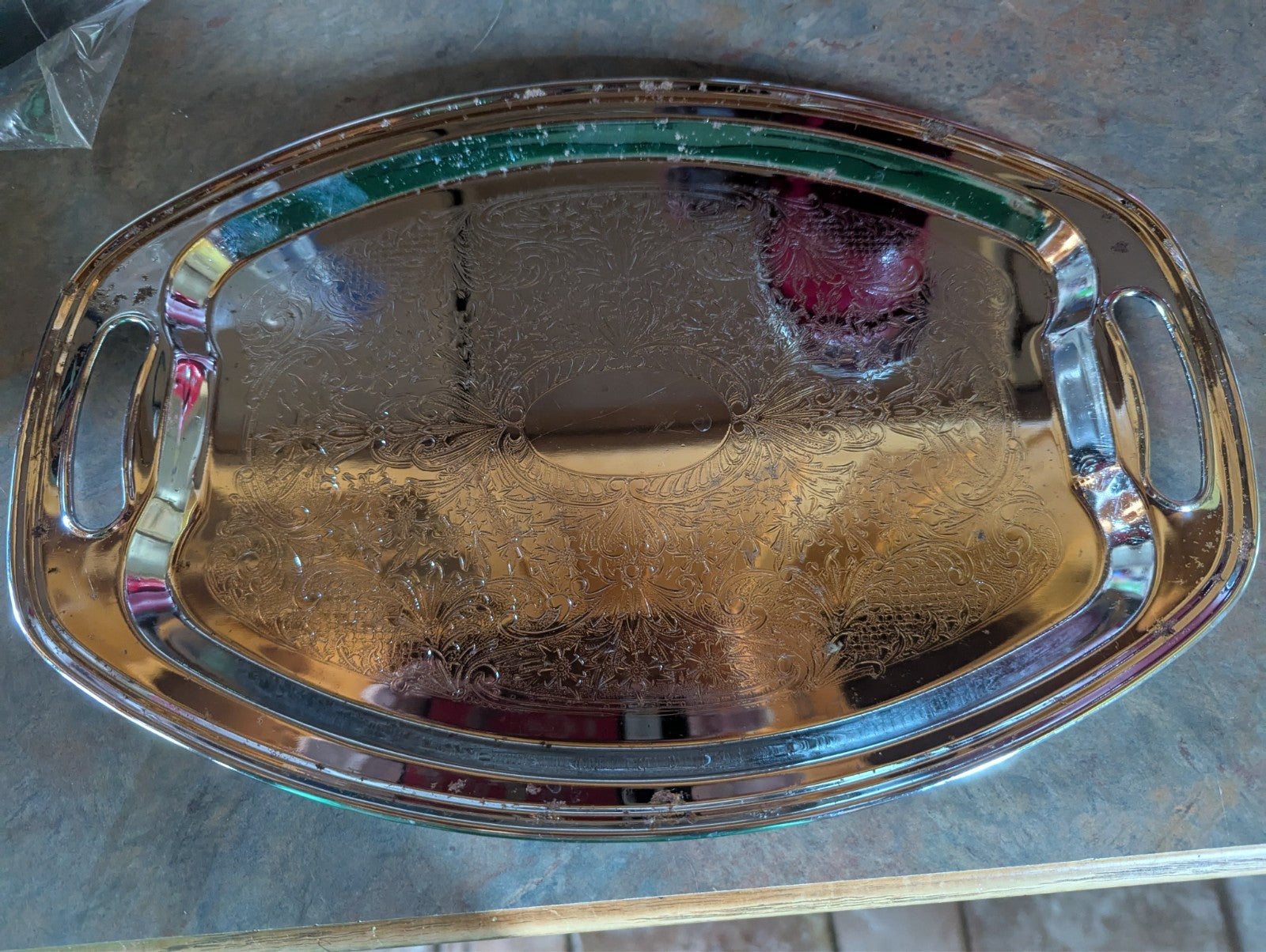 Vintage Silver Metal Serving Tray, Irvinware, Made in the USA