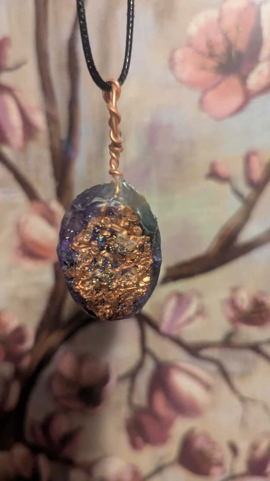 Lapis and Goldstone, Dragonfly, Rough Cast, Handmade Orgonite Necklace