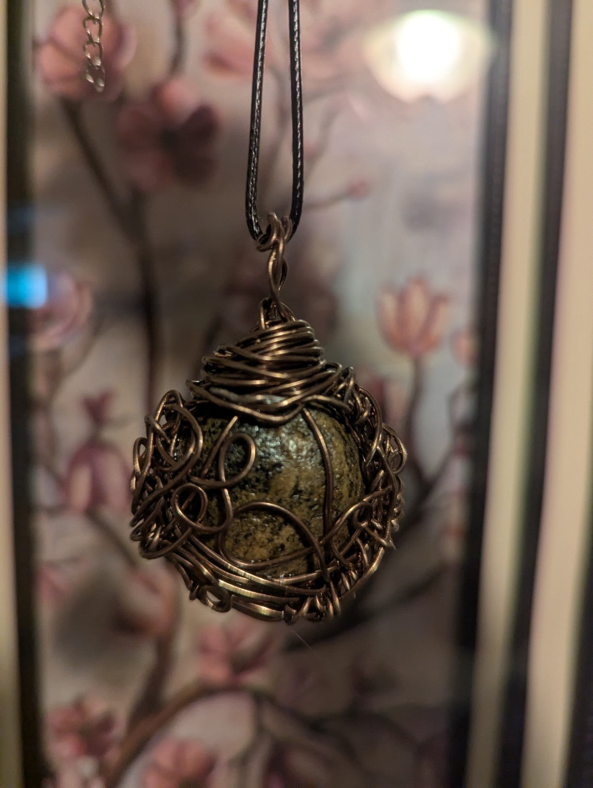 Unique Wirewrapped Stone Necklace, Grounding, Connection to Nature