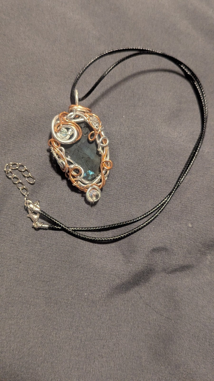 Lovely Labradorite Druzy Necklace, Handmade Wirewrapped Pendant