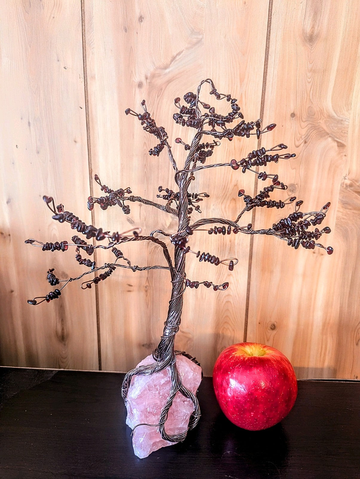 Rose Quartz and Garnet WireWrapped Tree: for Passionate Love