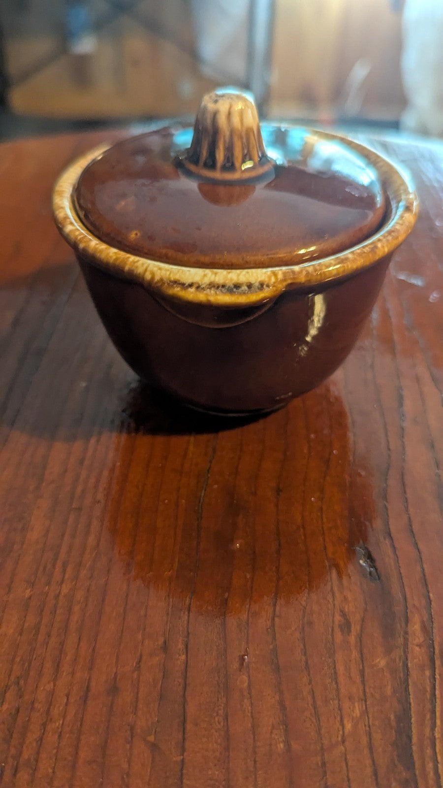 Brown 'hull USA' Ovenproof Container,  soufflé, Creamer Jar?